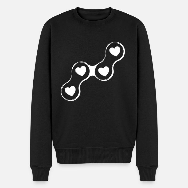 Fahrradkette Herzen Bicycle Chain Hearts - Männer Premium Bio Pullover - Schwarz