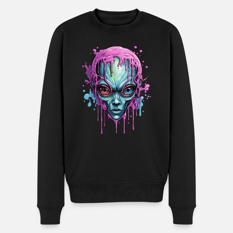 Bunter Alienschädel - Männer Premium Bio Pullover - Schwarz