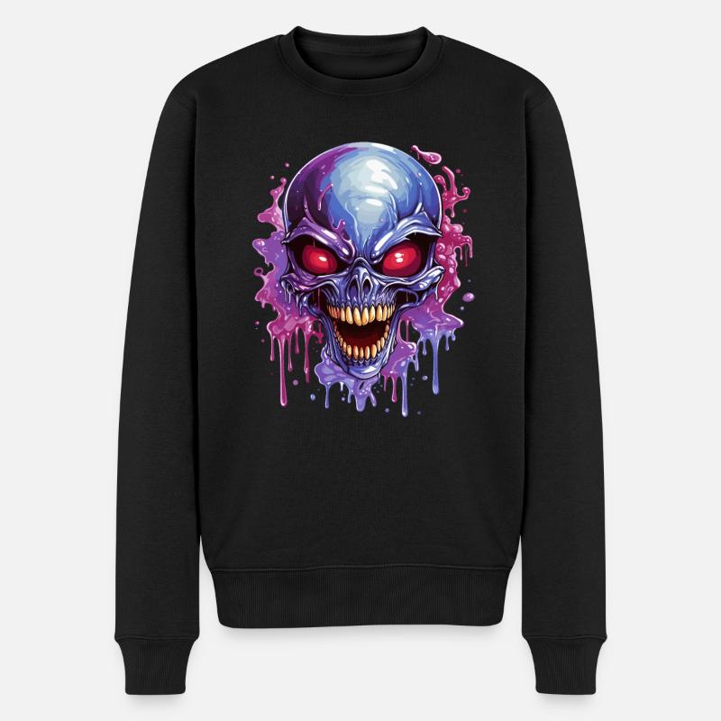 Crâne extraterrestre glissant - Pull Premium bio Homme - noir