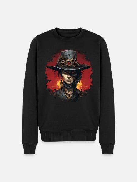 Emo Steampunk Mädchen - Männer Premium Bio Pullover - Schwarz