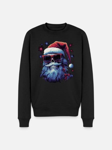 Skull with Santa hat - Men's Premium Organic Jumper - black