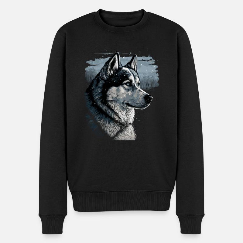 Husky Dog - Männer Premium Bio Pullover - Schwarz