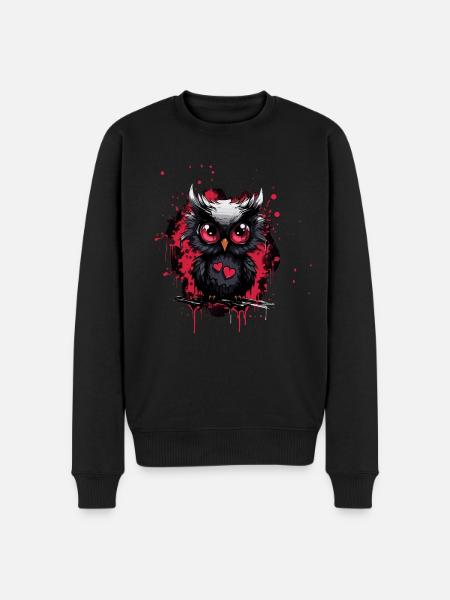 Lustige Eule - Männer Premium Bio Pullover - Schwarz