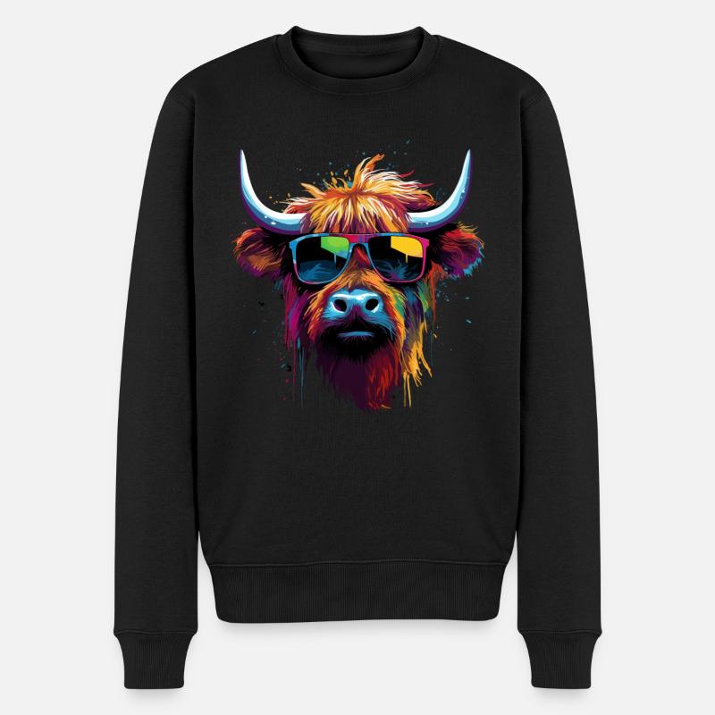 Bœuf écossais écossais frais - Pull Premium bio Homme - noir