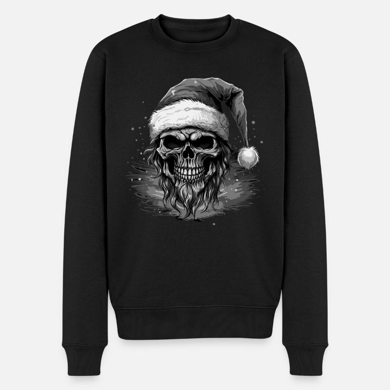 Tête de mort avec chapeau de Père Noël - Pull Premium bio Homme - noir