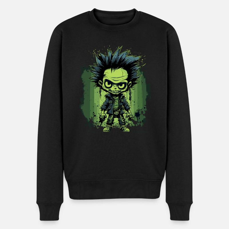 Drôle Vert Zombie Punk - Pull Premium bio Homme - noir