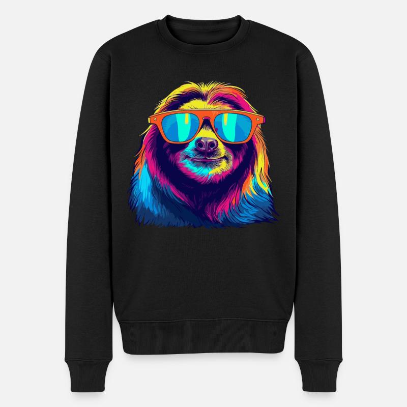 Cooles Faultier - Männer Premium Bio Pullover - Schwarz