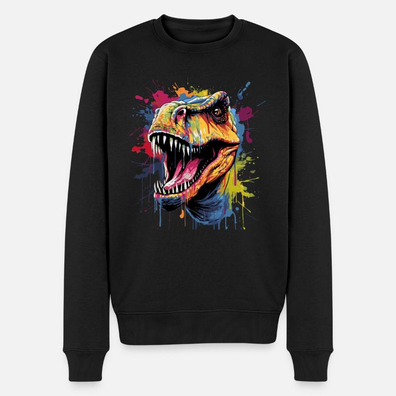T-Rex Dinosaurier - Männer Premium Bio Pullover - Schwarz