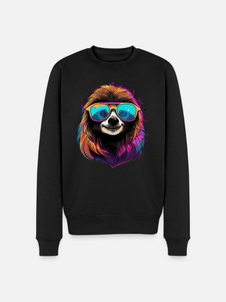 Cooles Faultier - Männer Premium Bio Pullover - Schwarz
