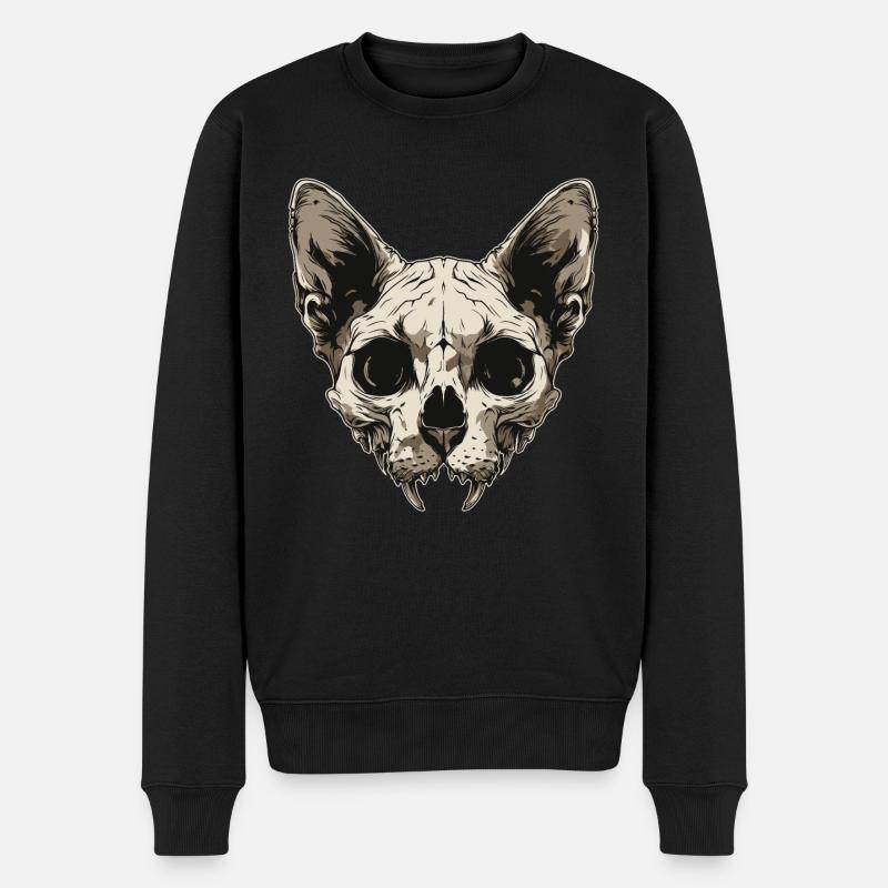 Crâne de chat zombie - Pull Premium bio Homme - noir