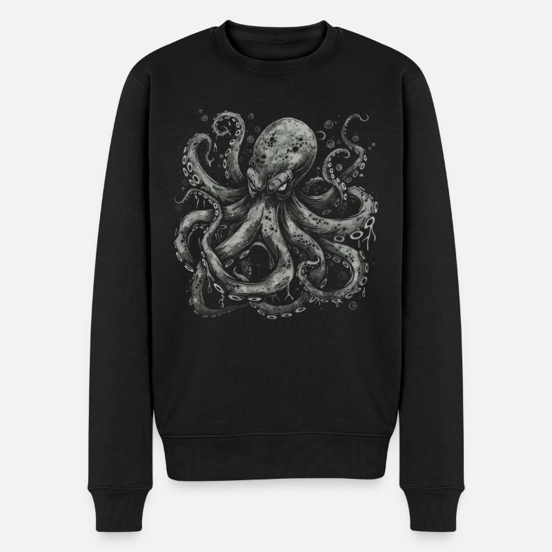 Grimmiger Kraken - Männer Premium Bio Pullover - Schwarz