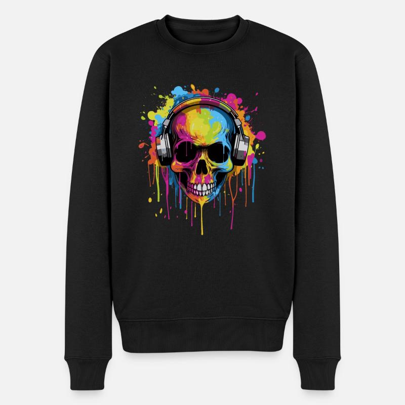 Zombie Skull Disc Jockey - Pull Premium bio Homme - noir