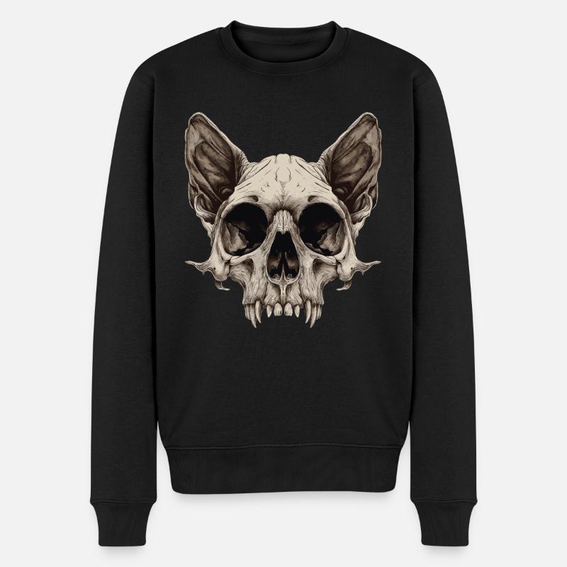 Crâne de chat zombie - Pull Premium bio Homme - noir