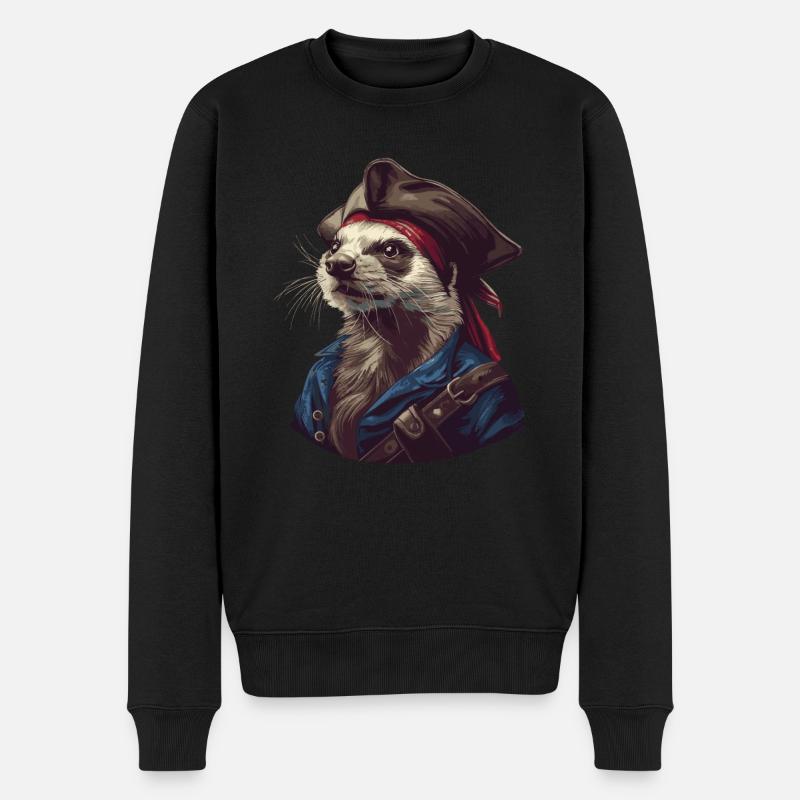 Frettchen Pirat - Männer Premium Bio Pullover - Schwarz