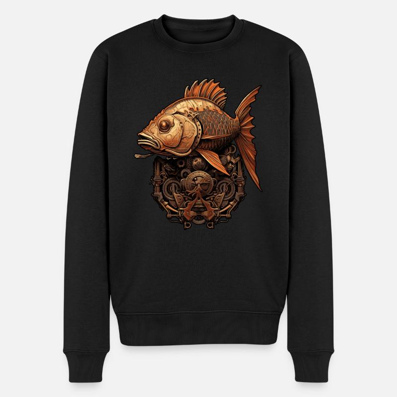 Poisson steampunk - Pull Premium bio Homme - noir