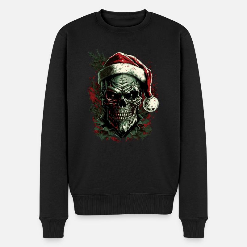 Skull with Santa hat - Men's Premium Organic Jumper - black