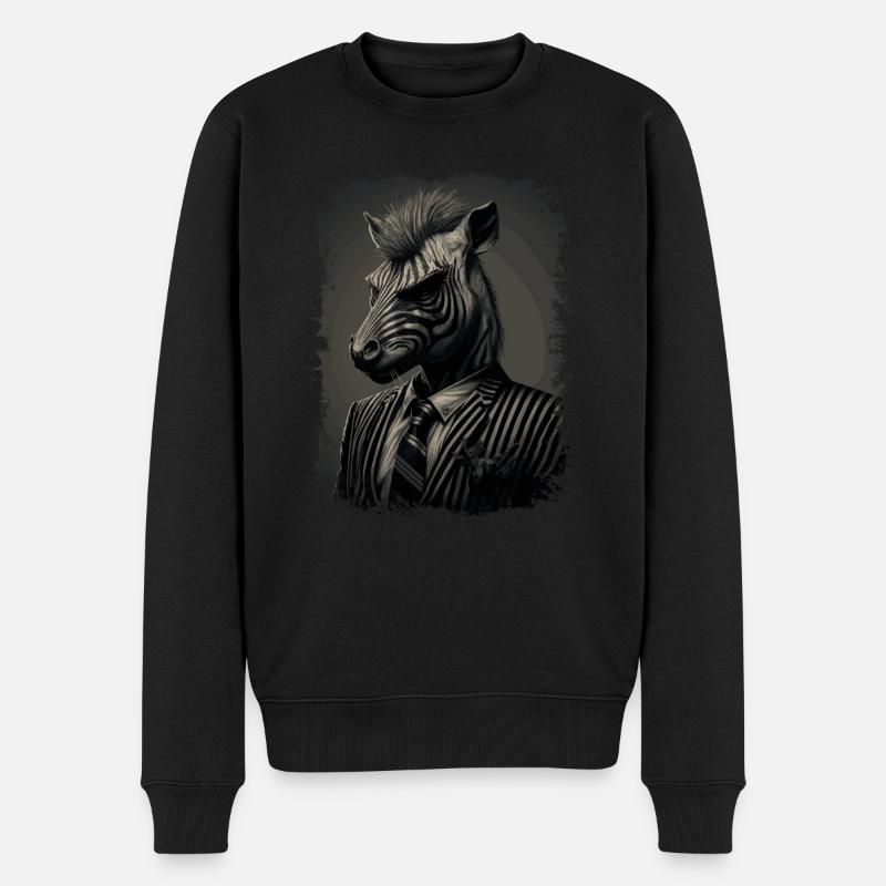 Extravagantes Zebra - Männer Premium Bio Pullover - Schwarz