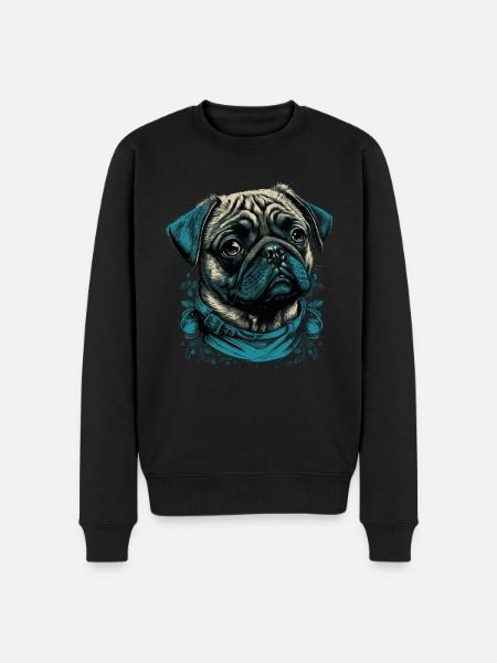 Kleiner Mops - Männer Premium Bio Pullover - Schwarz