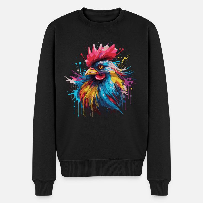 Ein stolzer Hahn - Männer Premium Bio Pullover - Schwarz
