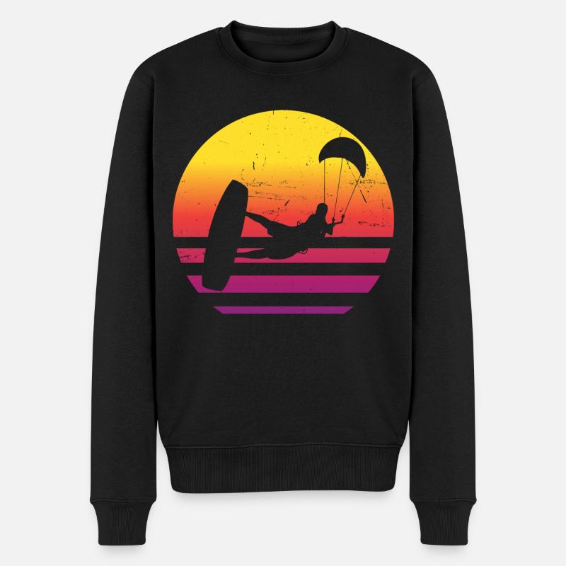 Kitesurf Kiten Damen Kitesurfen Herren Kitesurfer - Männer Premium Bio Pullover - Schwarz