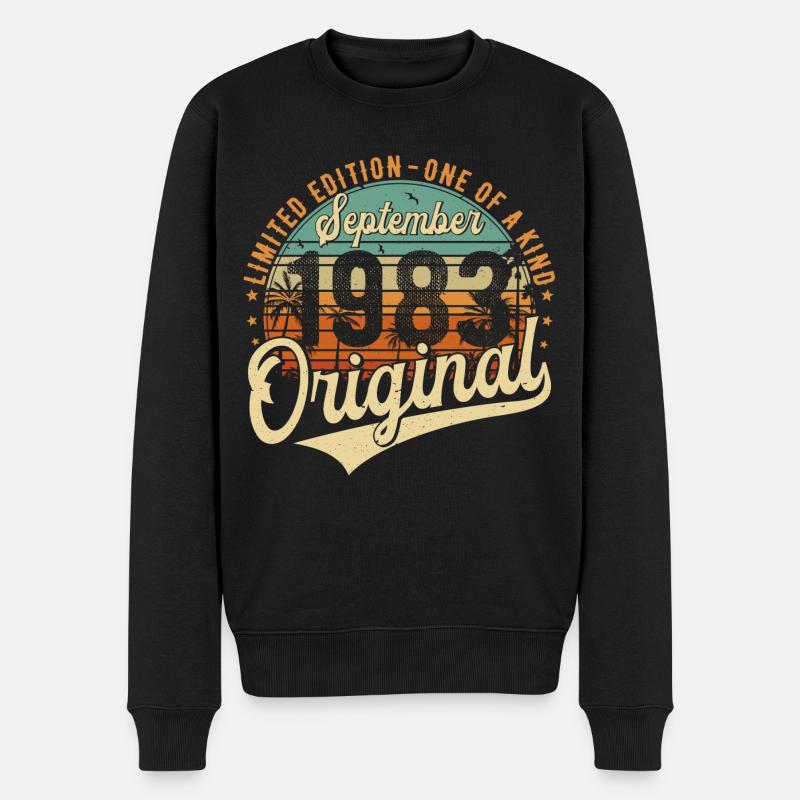 Septembre 1983 Vintage Anniversaire Rétro - Pull Premium bio Homme - noir