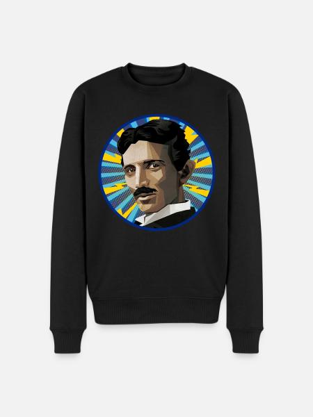 Nicola Tesla Popart - Men's Premium Organic Jumper - black