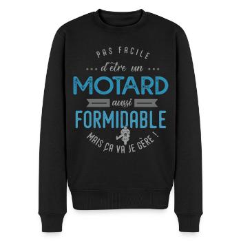 motard formidable cadeau pour motard sport moto - Pull Premium bio Homme - noir - Devant - Nico (187cm)