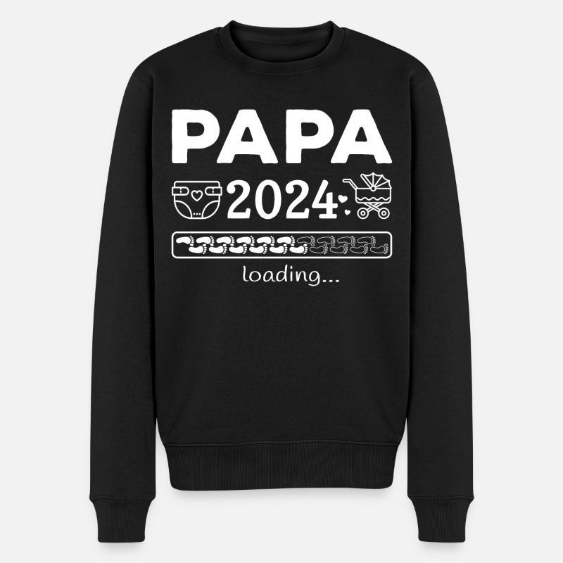 Werdende Papa 2024 Loading Schwangerschaft Vater - Männer Premium Bio Pullover - Schwarz