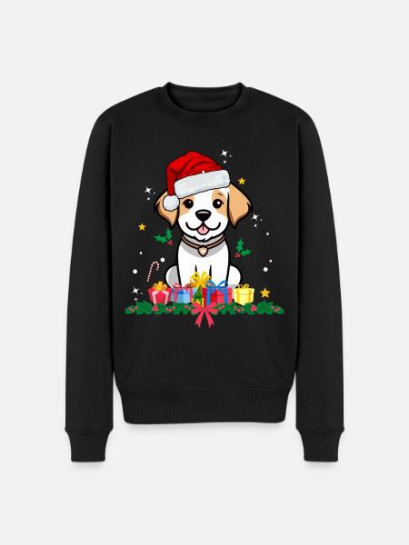 Hund Weihnachten. Weihnachtsgeschenk - Männer Premium Bio Pullover - Schwarz