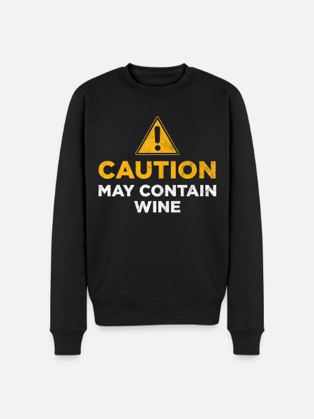 Caution may contain wine - Men's Premium Organic Jumper - black
