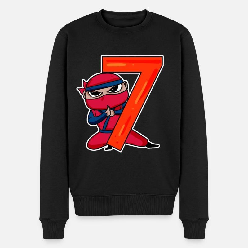 Sohn 7 Jahre alt Ninja - Männer Premium Bio Pullover - Schwarz