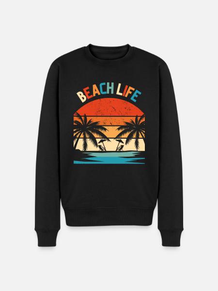 Beach Life Retro Sunset - Men's Premium Organic Jumper - black