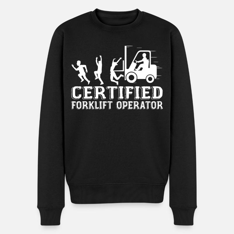 Zertifizierter Gabelstaplerfahrer - Männer Premium Bio Pullover - Schwarz