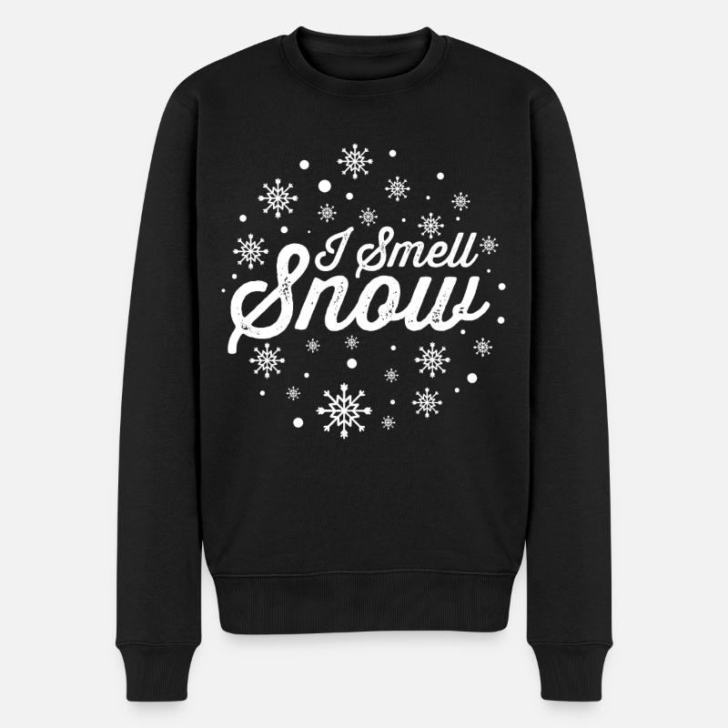 Ich rieche Schnee Lustige Urlaub Schneeflocken Weihnachten Geschenk - Männer Premium Bio Pullover - Schwarz