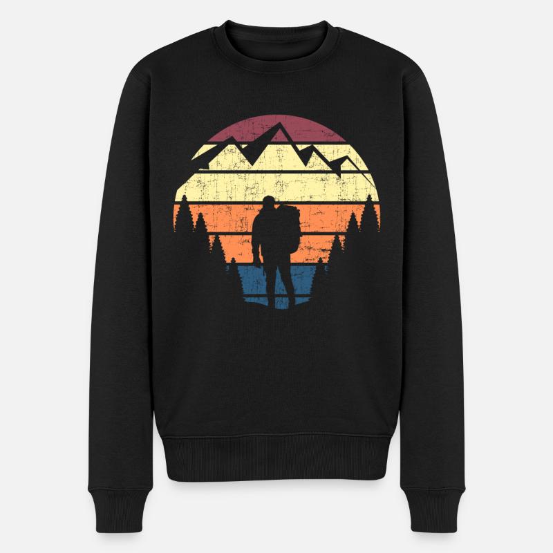 wandern Wanderung Berge Natur Geschenk - Männer Premium Bio Pullover - Schwarz