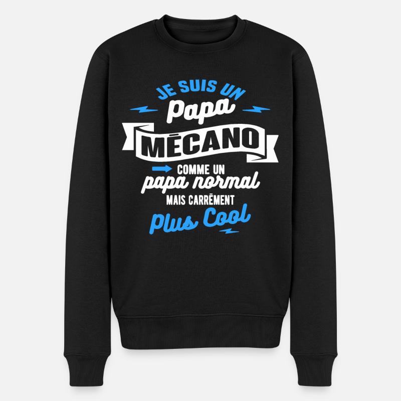 papa mécano mais plus cool - Pull Premium bio Homme - noir
