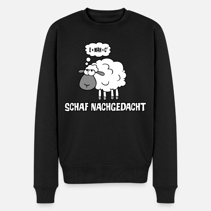 Schaf nachgedacht - Männer Premium Bio Pullover - Schwarz