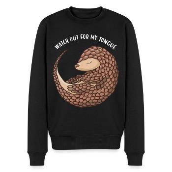 Watch Out For My Tongue Pangolin - Men's Premium Organic Jumper - black - Front - Nico (187cm)