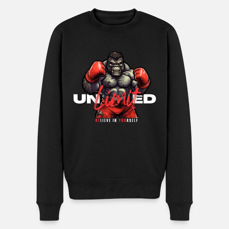 unlimited Boxender Gorilla - Männer Premium Bio Pullover - Schwarz