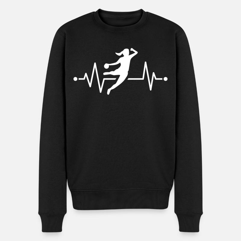 Handball Handballerin Herzschlag - Männer Premium Bio Pullover - Schwarz