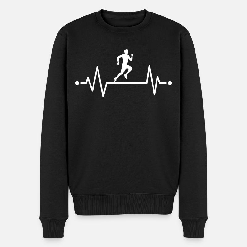 Herzschlag eines Läufers - Männer Premium Bio Pullover - Schwarz