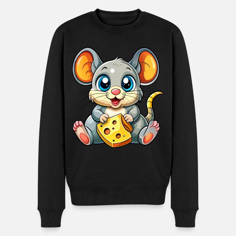 Käse liebende Maus - Männer Premium Bio Pullover - Schwarz