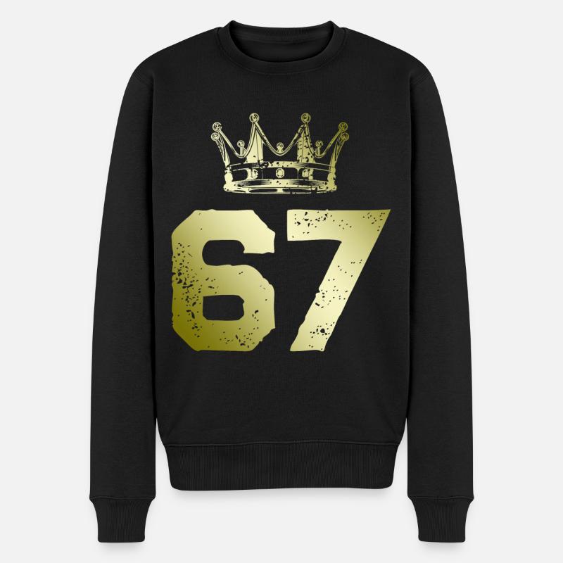 67 Zahl Krone - Männer Premium Bio Pullover - Schwarz