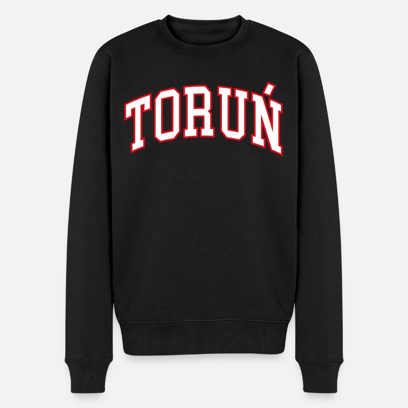 Toruń - Männer Premium Bio Pullover - Schwarz