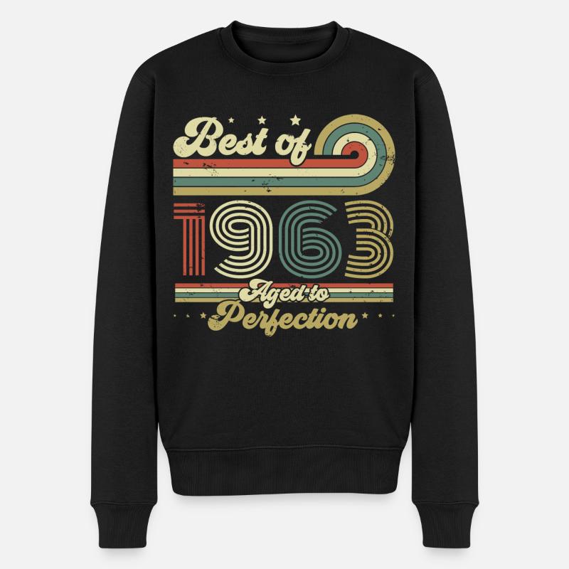 1963 Jahrgang geboren Geburtstag Retro Geschenk - Männer Premium Bio Pullover - Schwarz