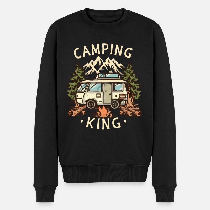 Camping Kingsize-Bett - Männer Premium Bio Pullover - Schwarz