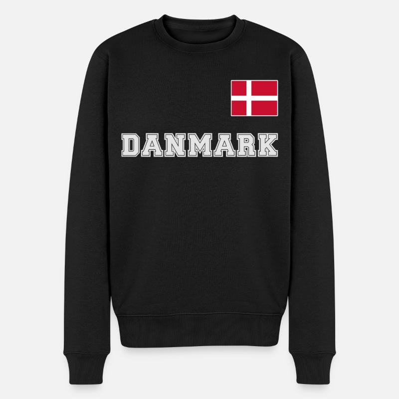 Dänemark Trikot Look – DANMARK mit Fahne Flagge - Männer Premium Bio Pullover - Schwarz
