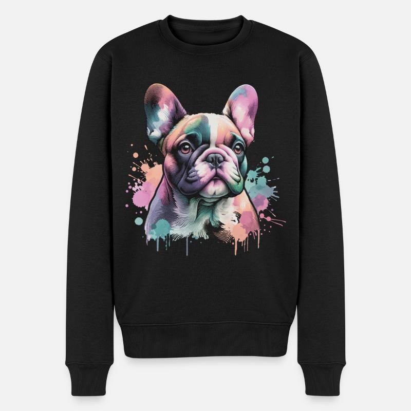 Französische Bulldogge - Männer Premium Bio Pullover - Schwarz