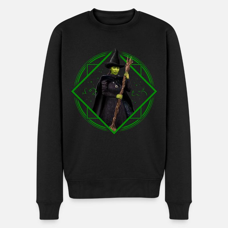 Wicked Design Elphaba Mystisch Mit Zauberstab - Männer Premium Bio Pullover - Schwarz