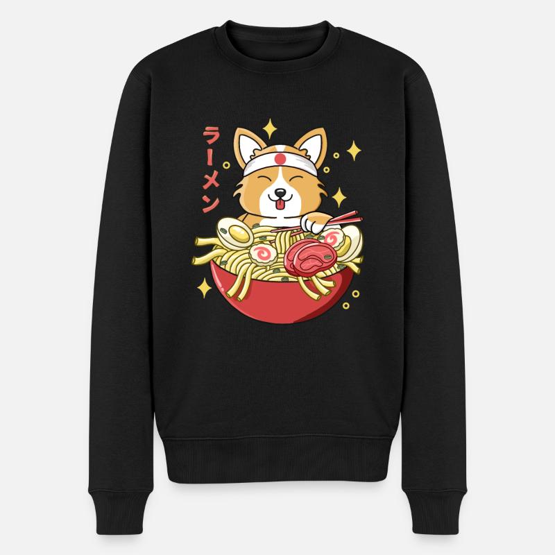 Corgi Ramen - Pull Premium bio Homme - noir